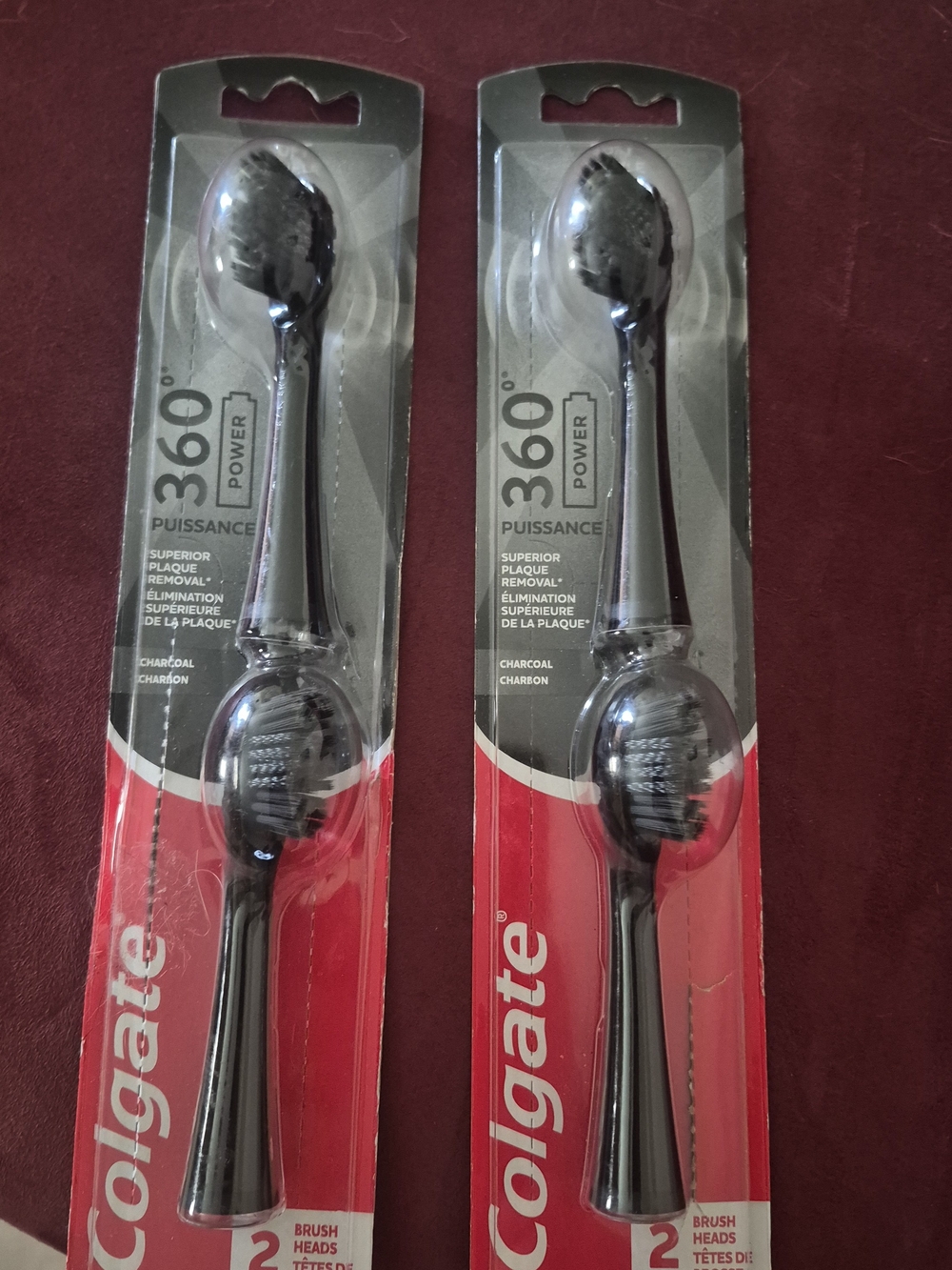 Colgate 360° Power Toothbrush Replacement Heads - Charcoal/Black (2 Pack)